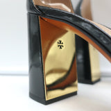 Tory Burch Cecile Sandals Black Patent Leather Size 8 Ankle Strap Heels