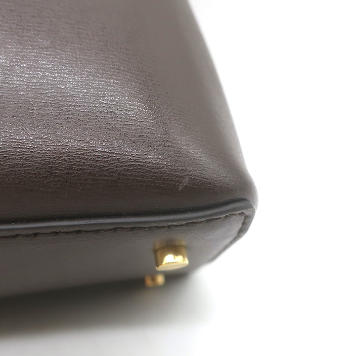Toteme T-Lock Clutch Dark Brown Palmellata Leather