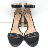 Tory Burch Cecile Sandals Black Patent Leather Size 8 Ankle Strap Heels