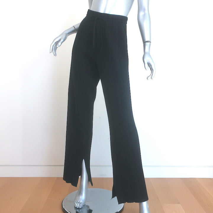 La Ligne Ribbed Knit Split-Hem Pants Black Cotton-Cashmere Size Small