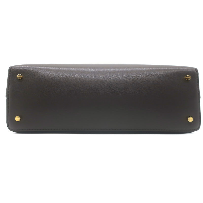 Toteme T-Lock Clutch Dark Brown Palmellata Leather
