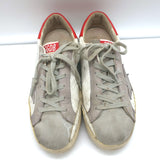 Golden Goose Superstar Sneakers White Leather with Red Heel Tab Size 37