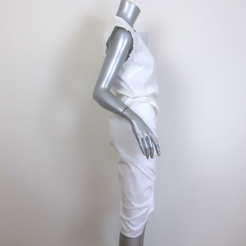 Veronica Beard Sleeveless Ruched Shirtdress White Stretch Cotton Size 4