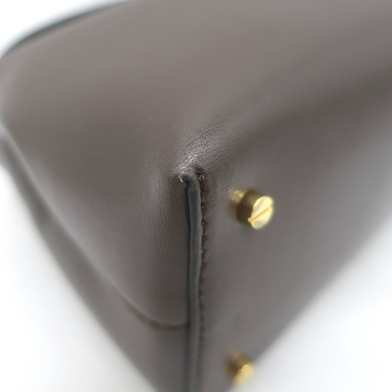 Toteme T-Lock Clutch Dark Brown Palmellata Leather