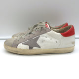 Golden Goose Superstar Sneakers White Leather with Red Heel Tab Size 37