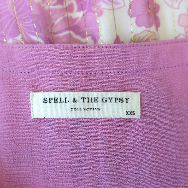 Spell &amp; The Gypsy Tunic Mini Dress Coco Lei Lilac Floral Print Size Extra Small