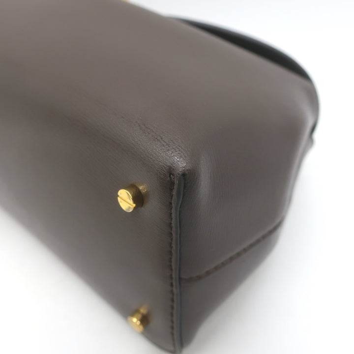 Toteme T-Lock Clutch Dark Brown Palmellata Leather