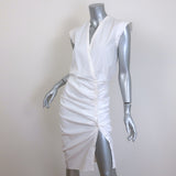 Veronica Beard Sleeveless Ruched Shirtdress White Stretch Cotton Size 4