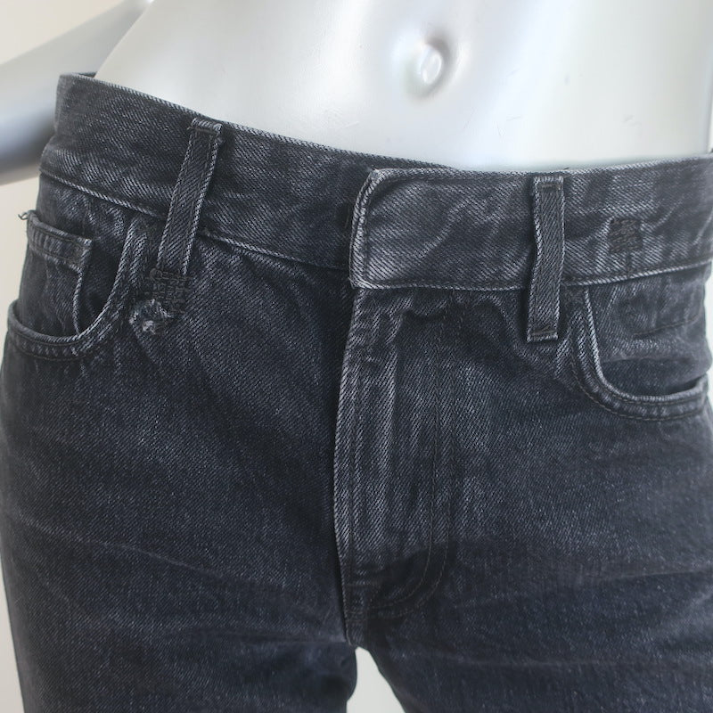 R13 Romeo Slim Leg Jeans Onyx Black Cotton Size 25