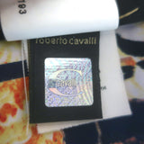 Just Cavalli Spaghetti Strap Gown Navy Metallic Floral Print Satin Size 38