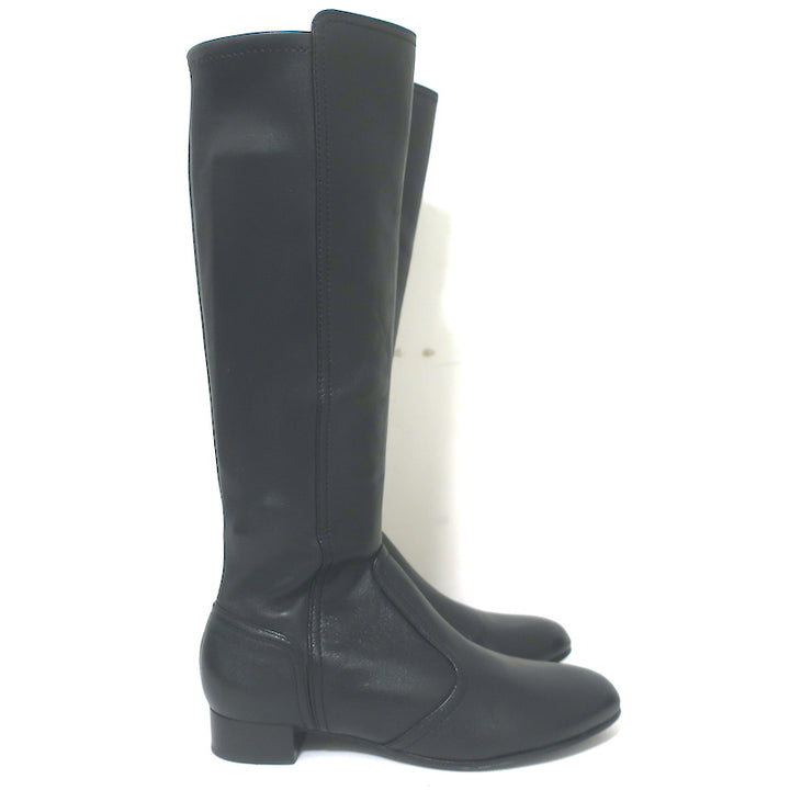 Tory Burch Knee High Flat Boots Black Leather Size 8