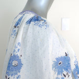 LoveShackFancy Tunic Mini Dress Este White/Blue Floral Print Cotton Extra Small