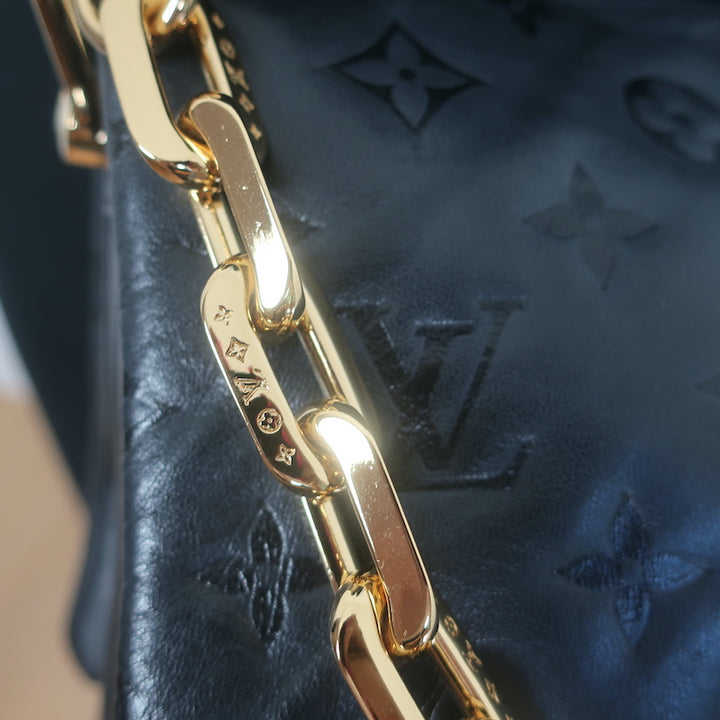 Louis Vuitton Coussin PM Crossbody Bag Black Monogram Embossed Leather