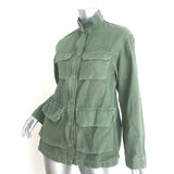 Nili Lotan Lori Military Jacket Army Green Cotton-Linen Size Extra Small