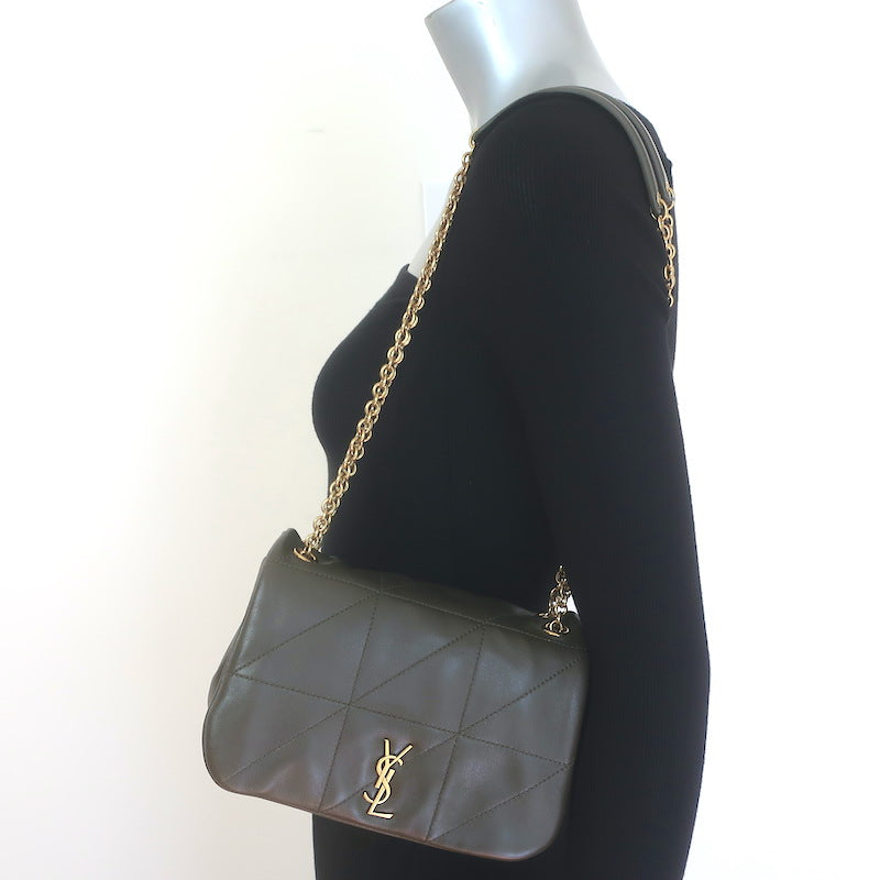 Saint Laurent Mini Jamie 4.3 Patchwork Leather Shoulder Bag Olive Brown