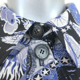 Christian Dior Belted Shirtdress Blue Celestial Print Cotton Size US 6