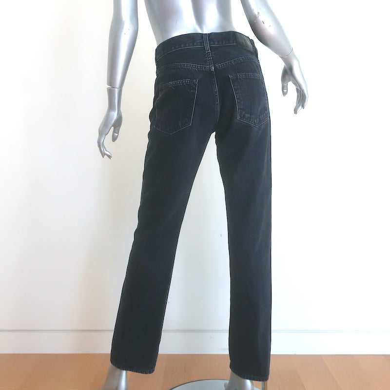 R13 Romeo Slim Leg Jeans Onyx Black Cotton Size 25