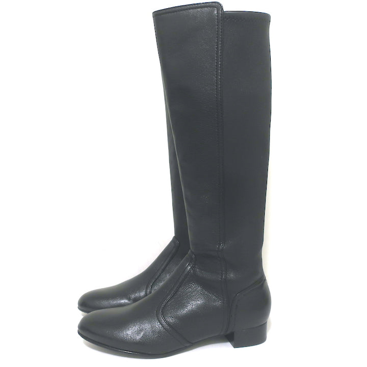Tory Burch Knee High Flat Boots Black Leather Size 8