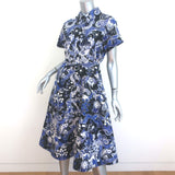 Christian Dior Belted Shirtdress Blue Celestial Print Cotton Size US 6