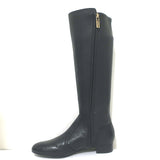 Tory Burch Knee High Flat Boots Black Leather Size 8