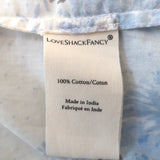 LoveShackFancy Tunic Mini Dress Este White/Blue Floral Print Cotton Extra Small