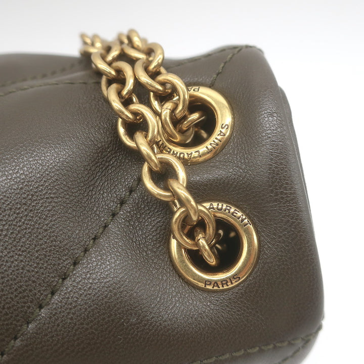 Saint Laurent Mini Jamie 4.3 Patchwork Leather Shoulder Bag Olive Brown