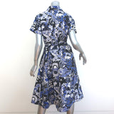 Christian Dior Belted Shirtdress Blue Celestial Print Cotton Size US 6