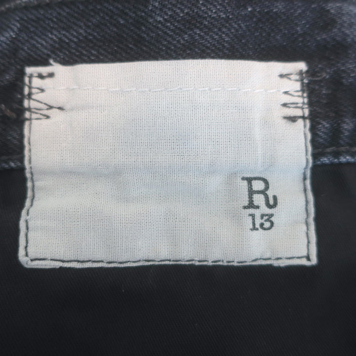 R13 Romeo Slim Leg Jeans Onyx Black Cotton Size 25