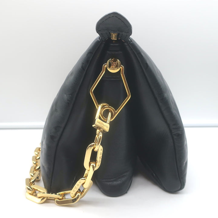 Louis Vuitton Coussin PM Crossbody Bag Black Monogram Embossed Leather