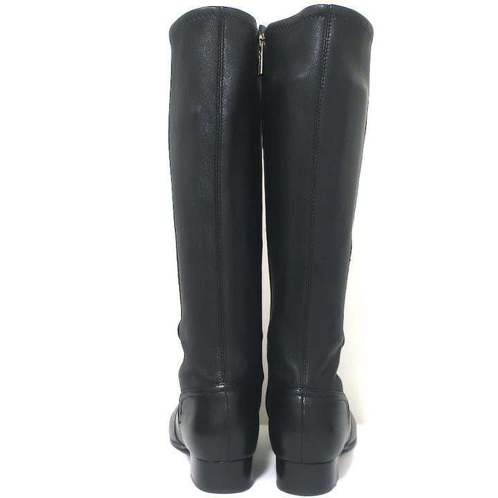 Tory Burch Knee High Flat Boots Black Leather Size 8