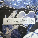 Christian Dior Belted Shirtdress Blue Celestial Print Cotton Size US 6