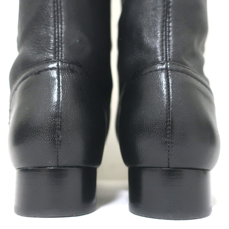 Tory Burch Knee High Flat Boots Black Leather Size 8