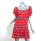 Alice + Olivia Collette Puff Sleeve Mini Dress Red Zebra Print Size 4