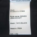 R13 Romeo Slim Leg Jeans Onyx Black Cotton Size 25