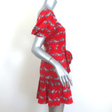Alice + Olivia Collette Puff Sleeve Mini Dress Red Zebra Print Size 4