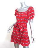 Alice + Olivia Collette Puff Sleeve Mini Dress Red Zebra Print Size 4