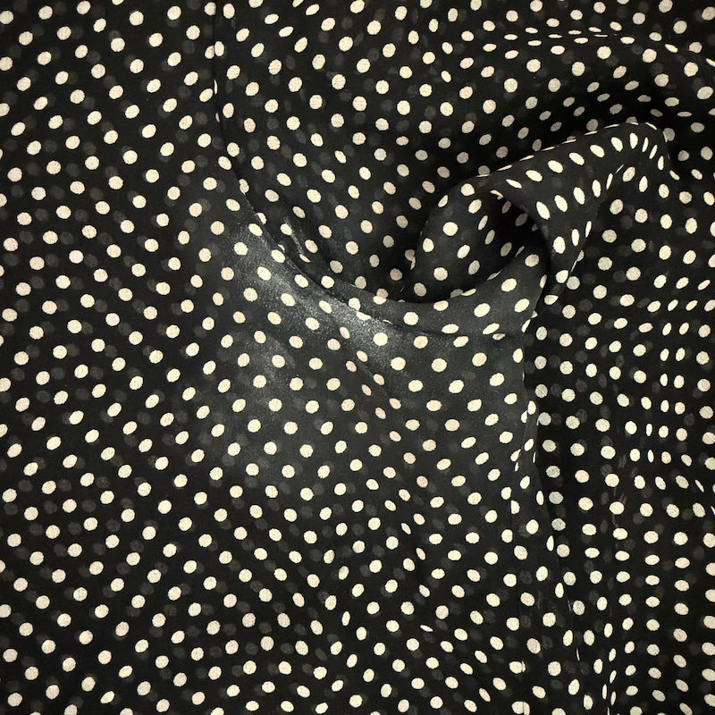 Nili Lotan Polka Dot Blouson Sleeve Tie-Neck Blouse Black Silk Size Extra Small
