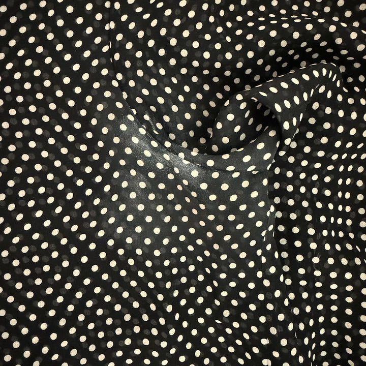 Nili Lotan Polka Dot Blouson Sleeve Tie-Neck Blouse Black Silk Size Extra Small