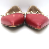 Valentino Rockstud Pointed Toe Ballet Flats Red Leather Size 39.5