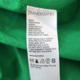 Zimmermann Teddy Scallop Mini Dress Green Embroidered Ramie Size 1