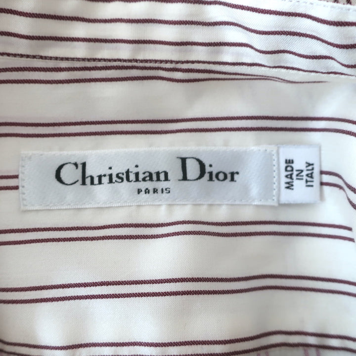 Christian Dior Striped Silk Blouse Cream/Red Size US 2 Long Sleeve Tunic Top