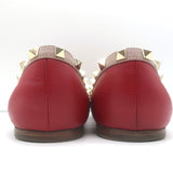 Valentino Rockstud Pointed Toe Ballet Flats Red Leather Size 39.5