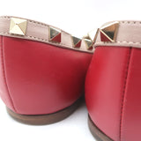 Valentino Rockstud Pointed Toe Ballet Flats Red Leather Size 39.5