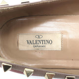 Valentino Rockstud Pointed Toe Ballet Flats Red Leather Size 39.5
