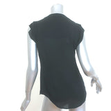 Veronica Beard Fulton Flutter Sleeve Top Black Lace-Trimmed Silk Size 4