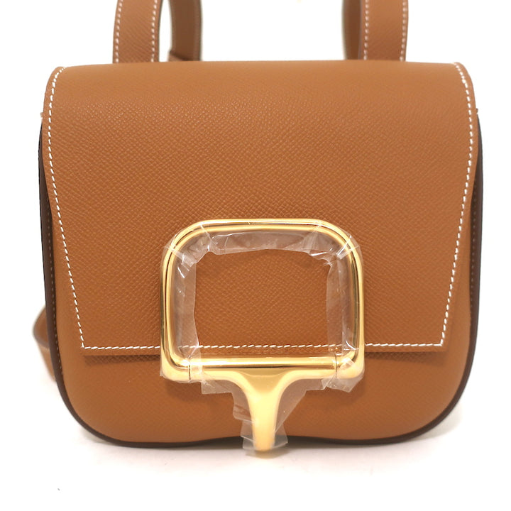 Hermes Mini Della Cavalleria Crossbody Bag Gold Veau Epsom Leather NEW
