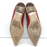 Valentino Rockstud Pointed Toe Ballet Flats Red Leather Size 39.5