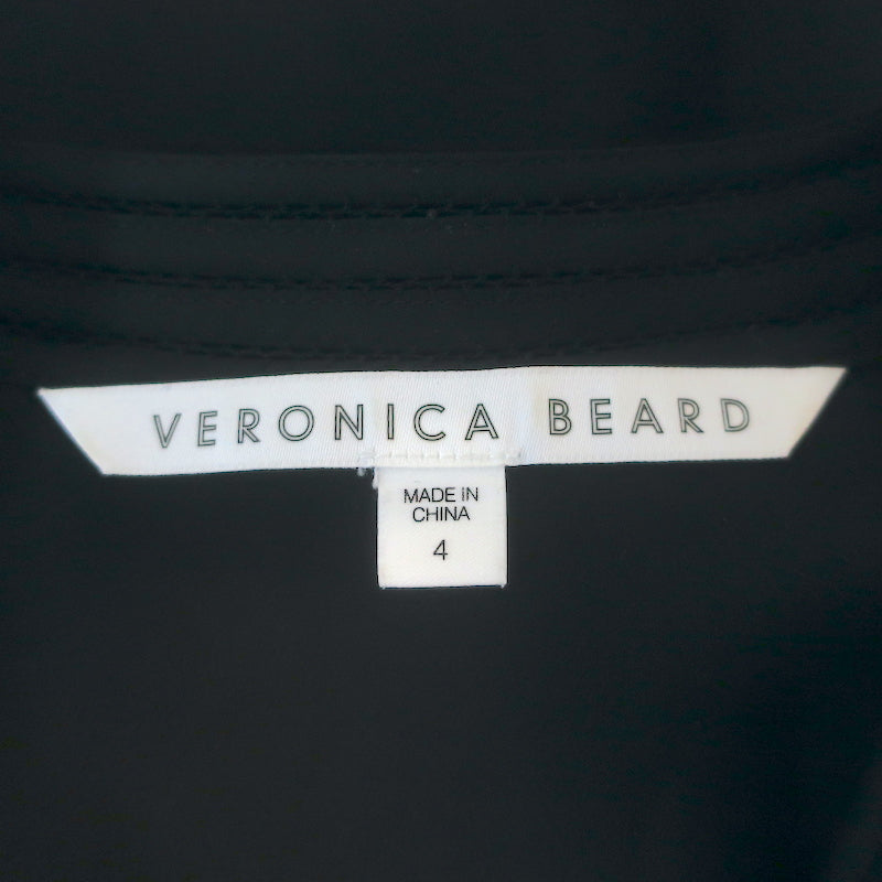 Veronica Beard Fulton Flutter Sleeve Top Black Lace-Trimmed Silk Size 4