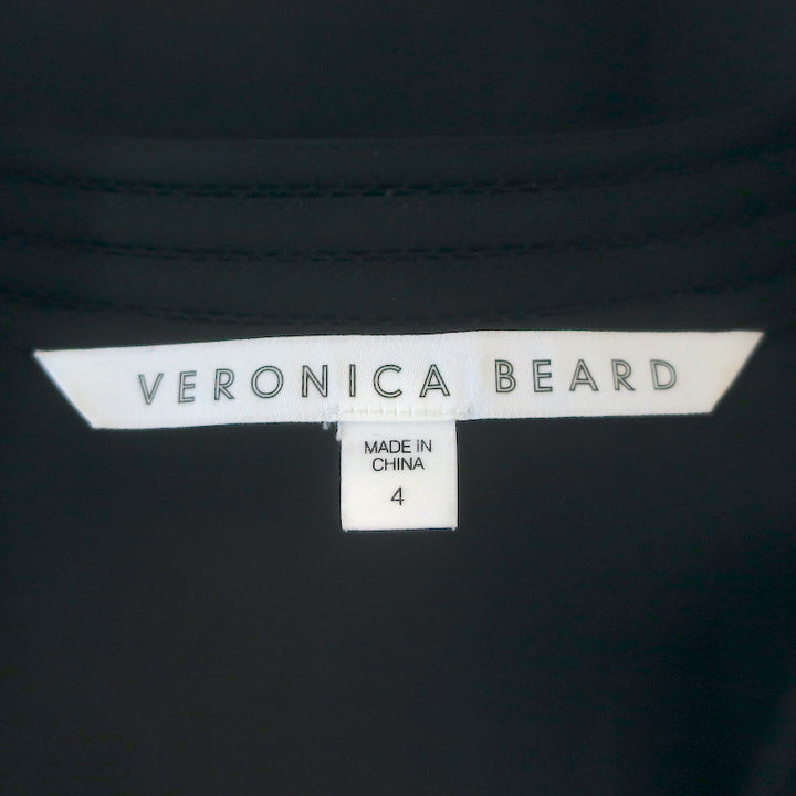 Veronica Beard Fulton Flutter Sleeve Top Black Lace-Trimmed Silk Size 4