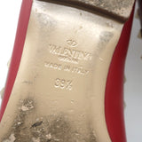 Valentino Rockstud Pointed Toe Ballet Flats Red Leather Size 39.5